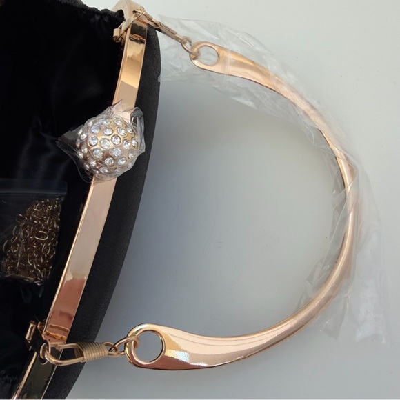 RAMLA Black Bejeweled Crystal Evening Bag w/ Chain Strap Top Handle NEW! - Picture 4 of 5